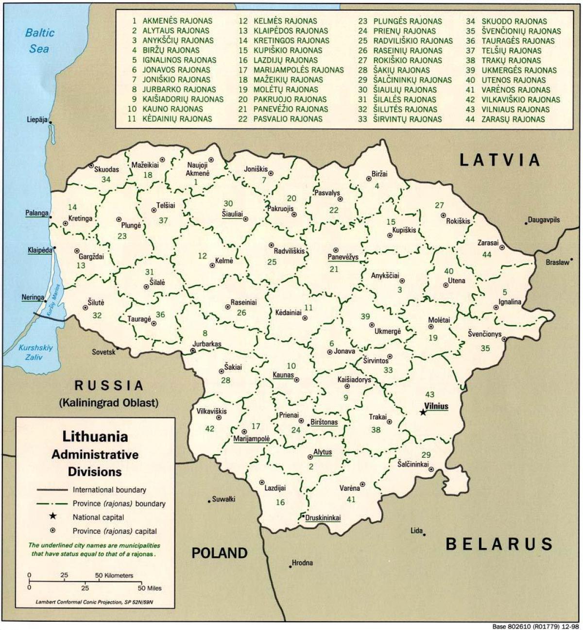 Газрын зураг газрын зураг Литва хотуудаар